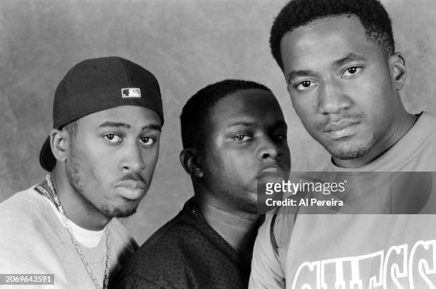 Ali Shaheed Muhammad, Phife Dawg and Q-Tip of the hip hop group "A Tribe Called Quest" pose for a portrait session on September 1, 1993 in New York .