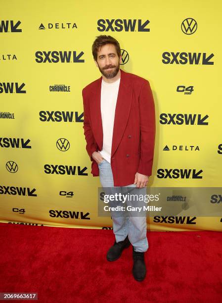 Jake Gyllenhaal attends the world premiere of Road House at the Paramount Theatre during the 2024 SXSW Conference and Festival on March 08, 2024 in...