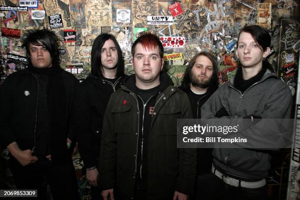 Mike Wiliams, Chris Emmons, Stephen Kaye, Brian Hodges and Brent Masters of the heavy metal band The Agony Scene performing as part of the Roadrunner...