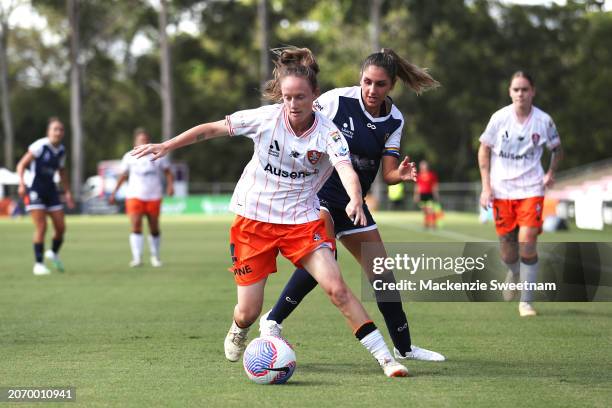 Kijah Stephenson of Brisbane Roar controls the ball during the A-League Women round 19 match between Brisbane Roar and Central Coast Mariners at...