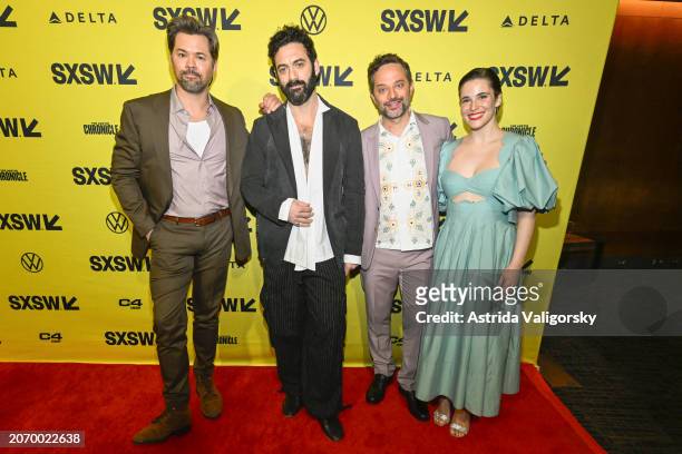 Andrew Rannells, Morgan Spector, Nick Kroll and Eleonora Romandini attend the "I Don't Understand You" world premiere as part of the 2024 SXSW...