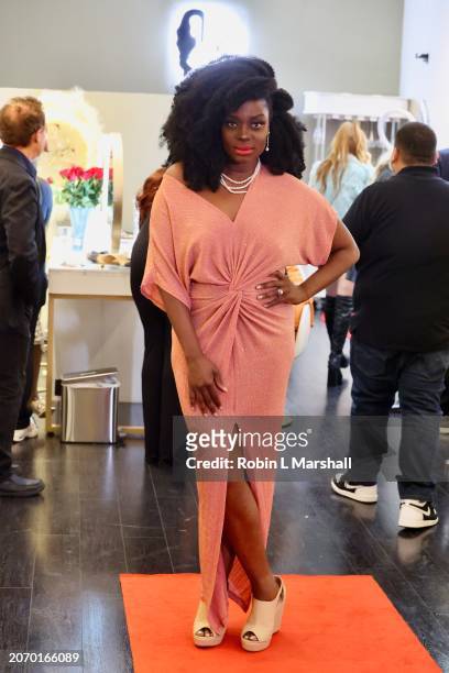 Nimi Adokiye attends the Fusion Boutique Beverly Hills Oscar Glam Party on March 08, 2024 in Los Angeles, California.