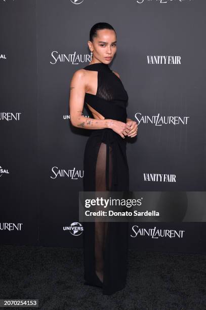 Zoë Kravitz attends the Saint Laurent x Vanity Fair x NBCUniversal dinner and party to celebrate “Oppenheimer” at a private residence on March 08,...