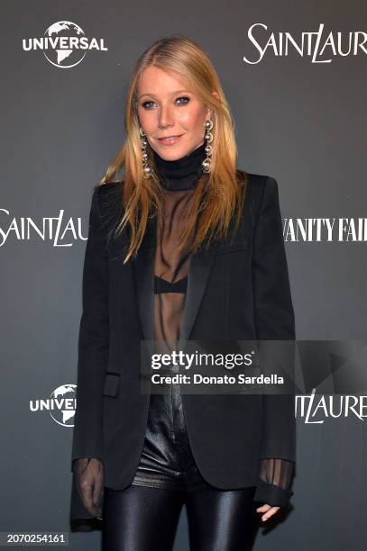 Gwyneth Paltrow attends the Saint Laurent x Vanity Fair x NBCUniversal dinner and party to celebrate “Oppenheimer” at a private residence on March...