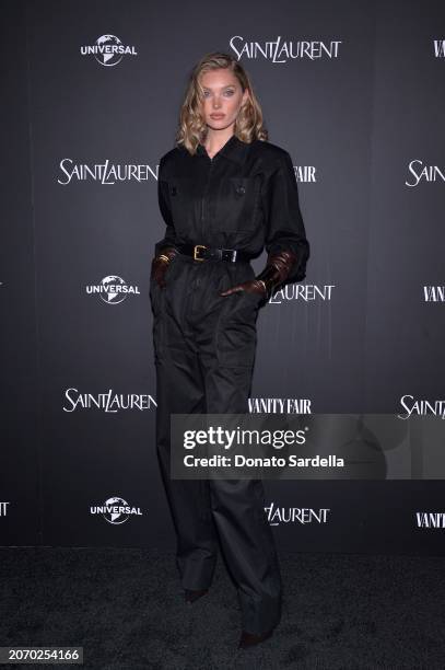 Elsa Hosk attends the Saint Laurent x Vanity Fair x NBCUniversal dinner and party to celebrate “Oppenheimer” at a private residence on March 08, 2024...