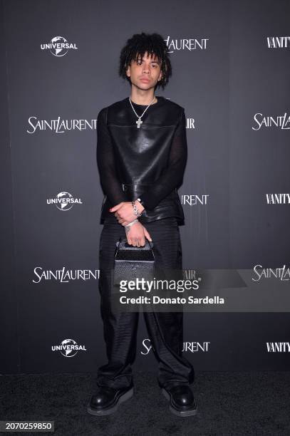 Iann Dior attends the Saint Laurent x Vanity Fair x NBCUniversal dinner and party to celebrate “Oppenheimer” at a private residence on March 08, 2024...