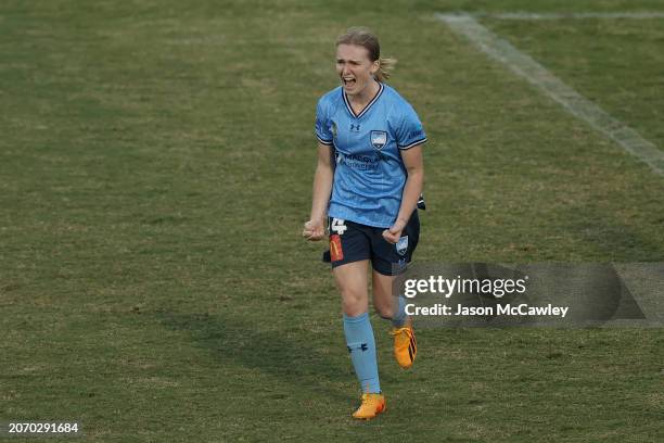 Abbey Lemon of Sydney FC celebrates scoring a goal during the A-League Women round 19 match between Sydney FC and Western United at Leichhardt Oval...