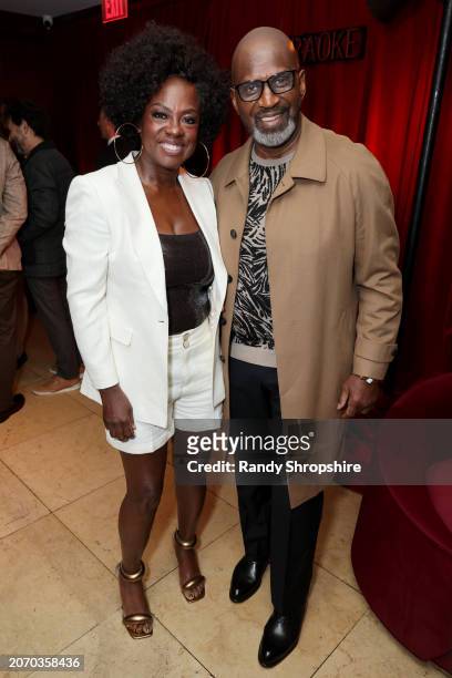 Viola Davis and Julius Tennon attend the CAA pre-Oscar party at Sunset Tower Hotel on March 08, 2024 in Los Angeles, California.