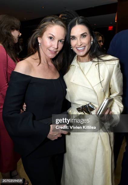 Diane Lane and Demi Moore attend the CAA pre-Oscar party at Sunset Tower Hotel on March 08, 2024 in Los Angeles, California.