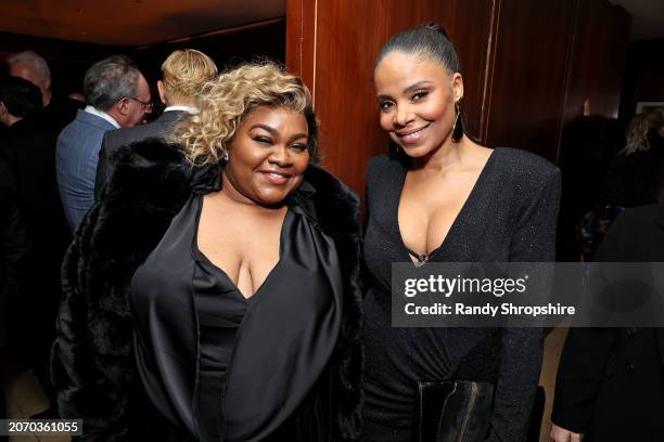 Da'Vine Joy Randolph and Sanaa Lathan attend the CAA pre-Oscar party at Sunset Tower Hotel on March 08, 2024 in Los Angeles, California.