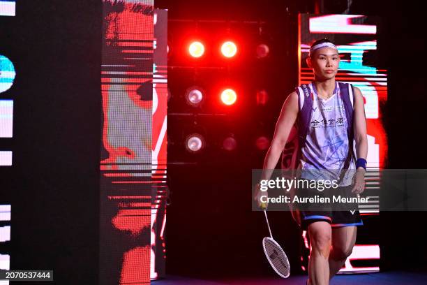 Tai Tzu Ying of Taiwan arrives on the court for her Women's single semi final match against An Se Young of South Korea at the Yonex French open...