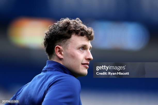 Nathan Broadhead of Ipswich Town looks on during a pitch inspection prior to the Sky Bet Championship match between Cardiff City and Ipswich Town at...