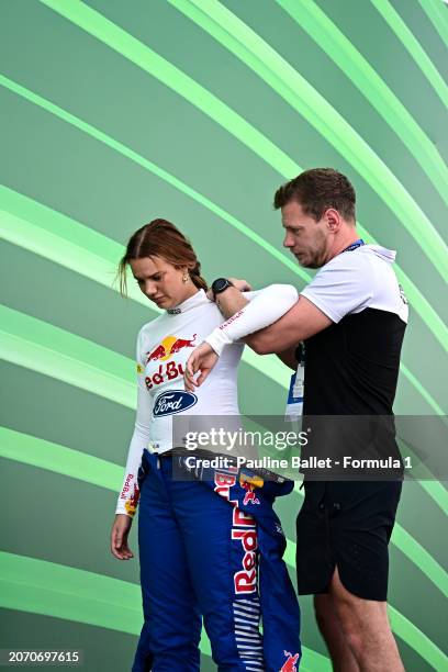 Emely de Heus of Netherlands and MP Motorsport prepares to drive during Round 1 Jeddah race 2 of the F1 Academy at Jeddah Corniche Circuit on March...