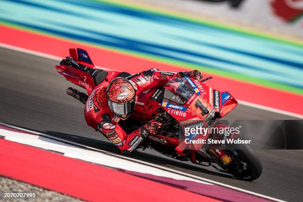 Francesco Bagnaia of Italy and Ducati Lenovo Team rides during the Qualifying session of the MotoGP Qatar Airways Grand Prix of Qatar at Losail...