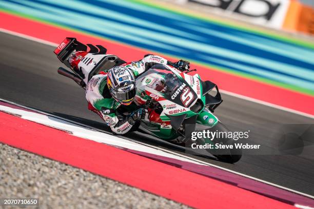 Johann Zarco of France and CASTROL Honda LCR rides during the Qualifying session of the MotoGP Qatar Airways Grand Prix of Qatar at Losail Circuit on...