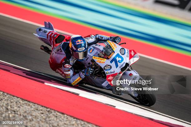 Alex Marquez of Spain and Gresini Racing MotoGP rides during the Qualifying session of the MotoGP Qatar Airways Grand Prix of Qatar at Losail Circuit...