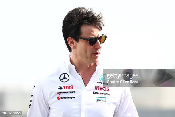 Mercedes GP Executive Director Toto Wolff walks in the Paddock prior to the F1 Grand Prix of Saudi Arabia at Jeddah Corniche Circuit on March 09,...