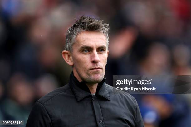 Kieran McKenna, Manager of Ipswich Town, looks on during the Sky Bet Championship match between Cardiff City and Ipswich Town at Cardiff City Stadium...