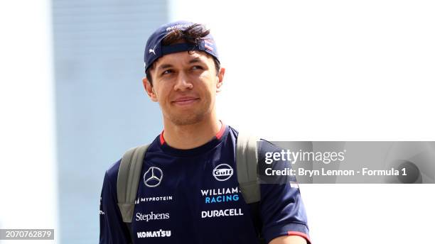 Alexander Albon of Thailand and Williams walks in the Paddock prior to the F1 Grand Prix of Saudi Arabia at Jeddah Corniche Circuit on March 09, 2024...