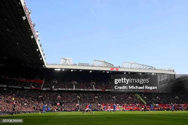 General view of play during the Premier League match between Manchester United and Everton FC at Old Trafford on March 09, 2024 in Manchester,...