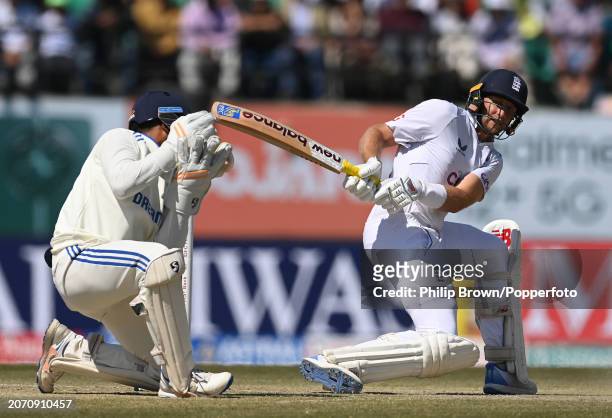 Joe Root of England bats during day three of the 5th Test Match between India and England at Himachal Pradesh Cricket Association Stadium on March...