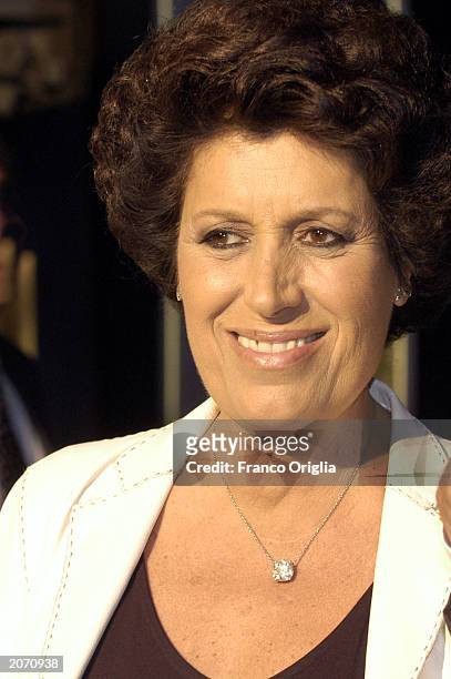 Italian stylist Carla Fendi arrives at the premiere of her restored 1977 movie "Una Giornata Particolare" June 10, 2003 in Rome, Italy.