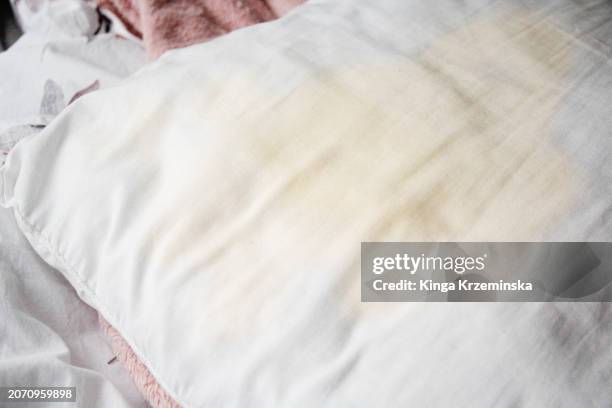 stained pillow - dirty stock pictures, royalty-free photos & images