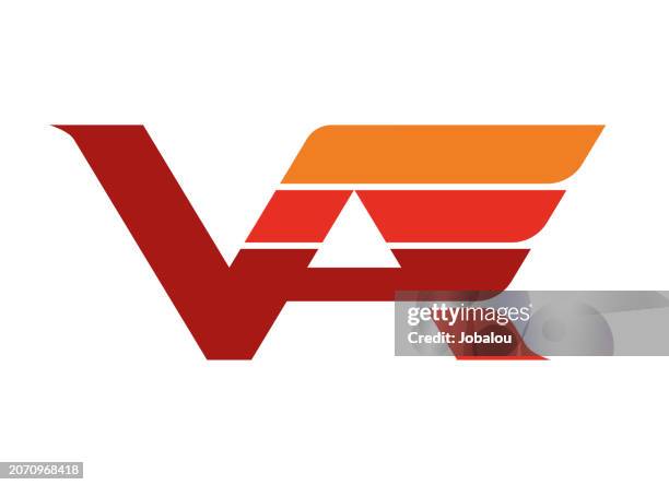 lettering va brand symbol design - plain flag stock illustrations
