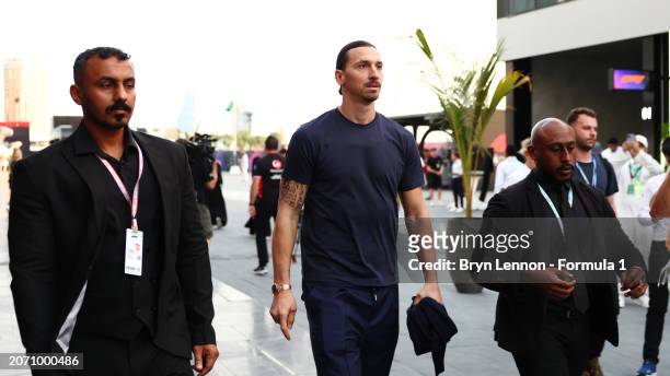 Zlatan Ibrahimovic walks in the Paddock prior to the F1 Grand Prix of Saudi Arabia at Jeddah Corniche Circuit on March 09, 2024 in Jeddah, Saudi...