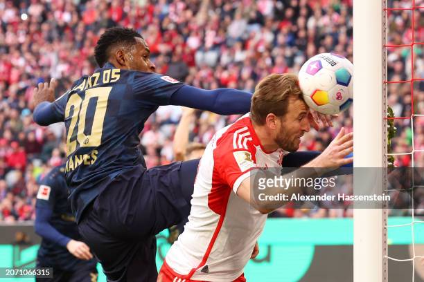 Harry Kane of Bayern Munich scores his team's seventh goal and his hat-trick goal during the Bundesliga match between FC Bayern München and 1. FSV...