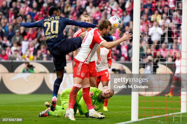 Harry Kane of Bayern Munich scores his team's seventh goal and his hat-trick goal during the Bundesliga match between FC Bayern München and 1. FSV...