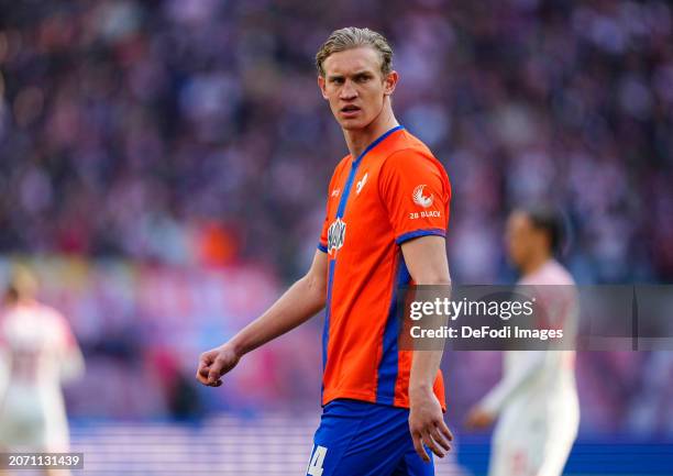 Christoph Klarer of SV Darmstadt 98 looks on during the Bundesliga match between RB Leipzig and SV Darmstadt 98 at Red Bull Arena on March 9, 2024 in...