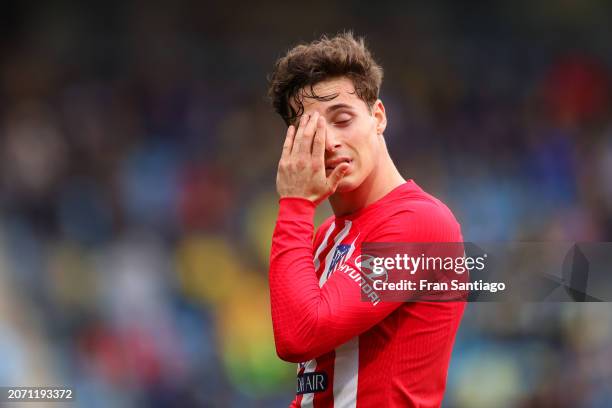 Rodrigo Riquelme of Atletico Madrid reacts during the LaLiga EA Sports match between Cadiz CF and Atletico Madrid at Estadio Nuevo Mirandilla on...