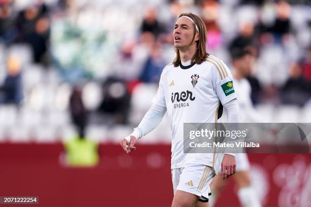 Pedro Benito of Albacete BP looks on during the LaLiga Hypermotion match between Albacete BP and Real Oviedo at Estadio Carlos Belmonte on March 09,...