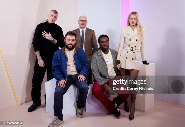 Sebastian Bull, E.L. Katz, Simon Barrett, Nathan Stewart-Jarrett and Samara Weaving visit the IMDb Portrait Studio at SXSW 2024 on March 09, 2024 in...