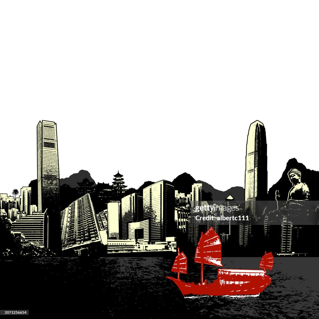 Hong Kong Stylized Cityscape