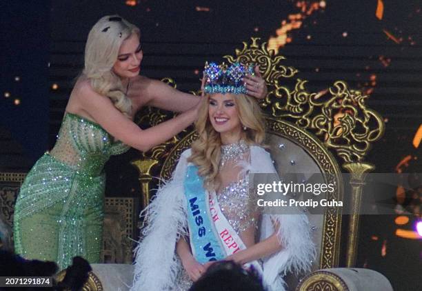 Krystyna Pyszkova of the Czech Republic wins the 71st Miss World pageant on March 09, 2024 in Mumbai, India.