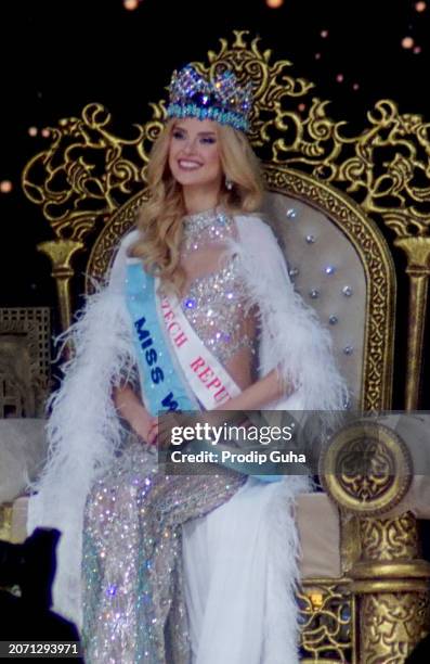 Krystyna Pyszkova of the Czech Republic wins the 71st Miss World pageant on March 09, 2024 in Mumbai, India.