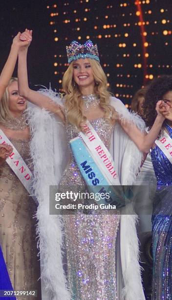 Krystyna Pyszkova of the Czech Republic wins the 71st Miss World pageant on March 09, 2024 in Mumbai, India.