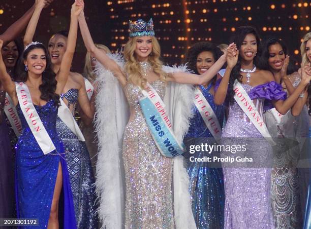 Krystyna Pyszkova of the Czech Republic wins the 71st Miss World pageant on March 09, 2024 in Mumbai, India.