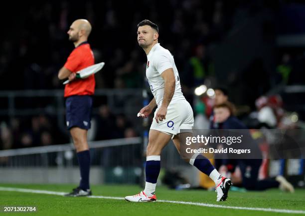 Danny Care of England comes on to make his 100th Cap appearance during the Guinness Six Nations 2024 match between England and Ireland at Twickenham...