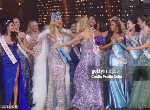 Krystyna Pyszkova of the Czech Republic wins the 71st Miss World pageant on March 09, 2024 in Mumbai, India.