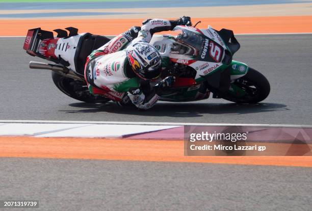 Johann Zarco of France and Castrol Honda LCR rounds the bend during the MotoGP practice during the MotoGP Of Qatar - Qualifying at Losail Circuit on...