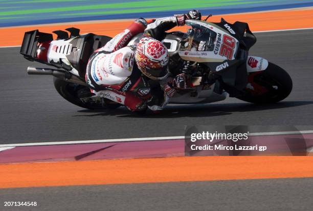 Takaaki Nakagami of Japan and IDEMITSU Honda LCR rounds the bend during the MotoGP practice during the MotoGP Of Qatar - Qualifying at Losail Circuit...