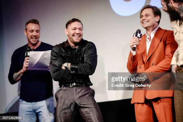 Dax Shepard, Conor McGregor and Billy Magnussen attend the "Road House" World Premiere during SXSW at The Paramount Theater on March 08, 2024 in...