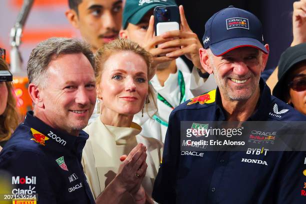 Geri Horner, Oracle Red Bull Racing Team Principal Christian Horner and Adrian Newey, the Chief Technical Officer of Oracle Red Bull Racing enjoy the...