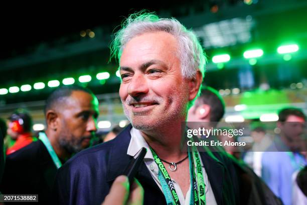 Jose Mourinho is seen on the grid prior to the F1 Grand Prix of Saudi Arabia at Jeddah Corniche Circuit on March 09, 2024 in Jeddah, Saudi Arabia.