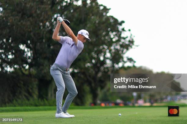 Will Zalatoris of the United States hits a tee shot on the ninth hole during the third round of the Arnold Palmer Invitational presented by...