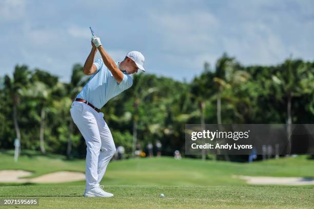 Matti Schmid of Germany plays his shot from the sixth tee during the third round of the Puerto Rico Open at Grand Reserve Golf Club on March 09, 2024...