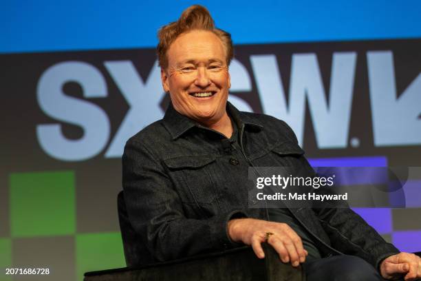 Conan O'Brien speaks onstage during the featured session "Conan O'Brien Must Go" during the 2024 SXSW Conference and Festivals at Austin Convention...